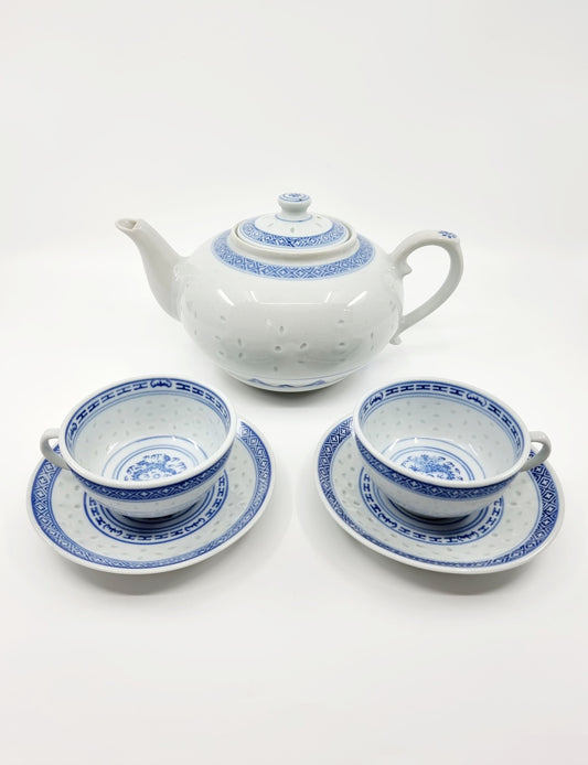 Théière avec 2 tasses et leur soucoupe - Chinoise