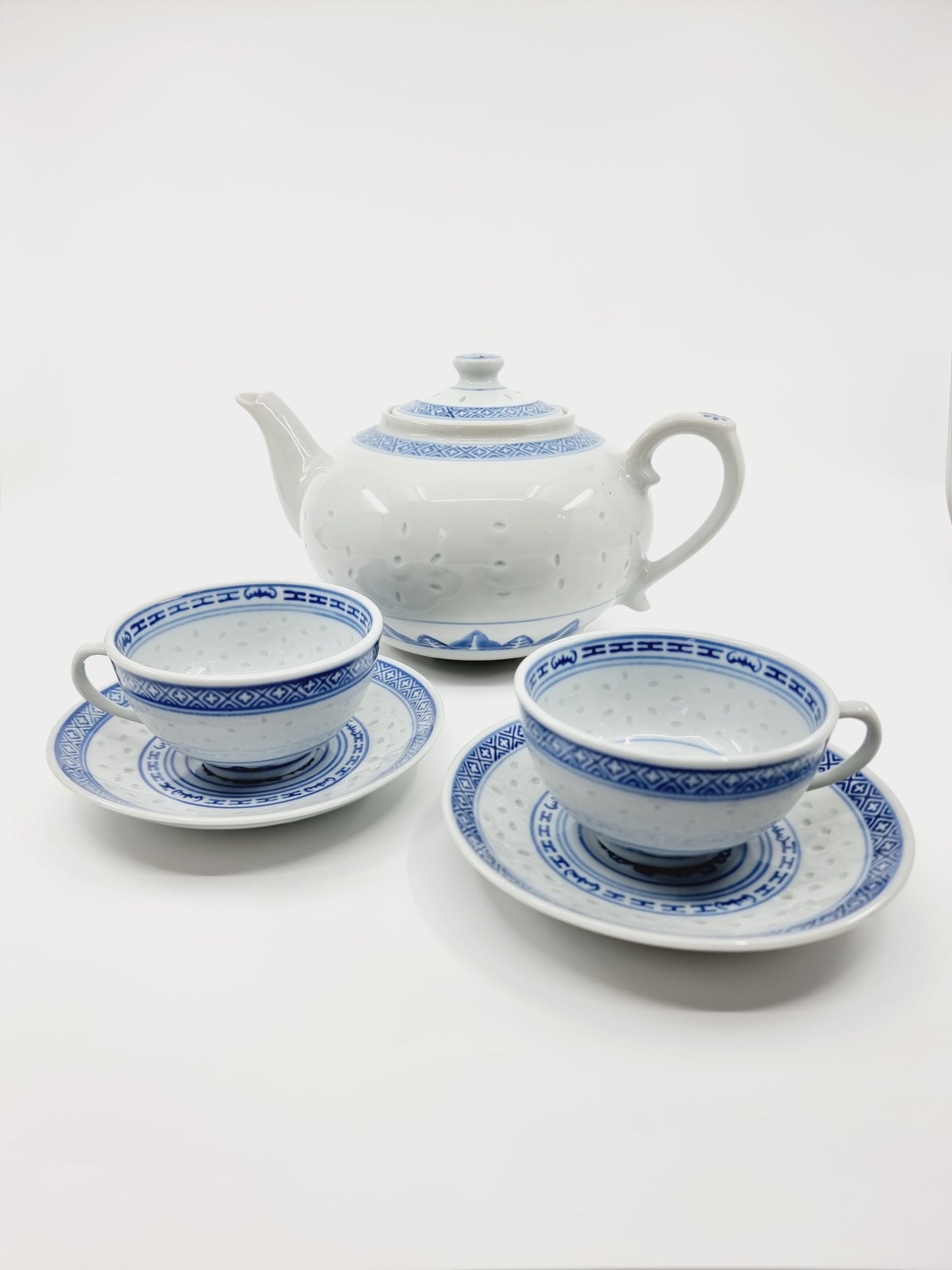 Théière avec 2 tasses et leur soucoupe - Chinoise