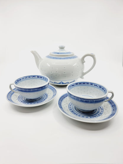 Théière avec 2 tasses et leur soucoupe - Chinoise