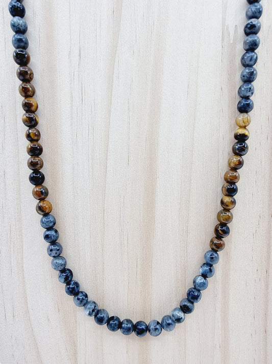 Collier - Asgard (oeil de tigre et larvikite)