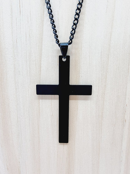Collier croix - noir