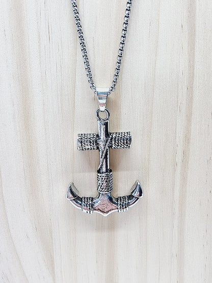 Collier ancre - argenté