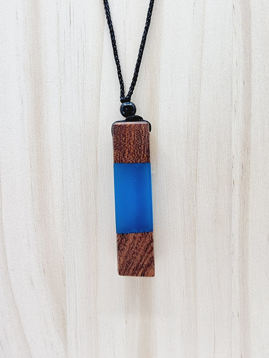 Collier en résine & bois - Marin