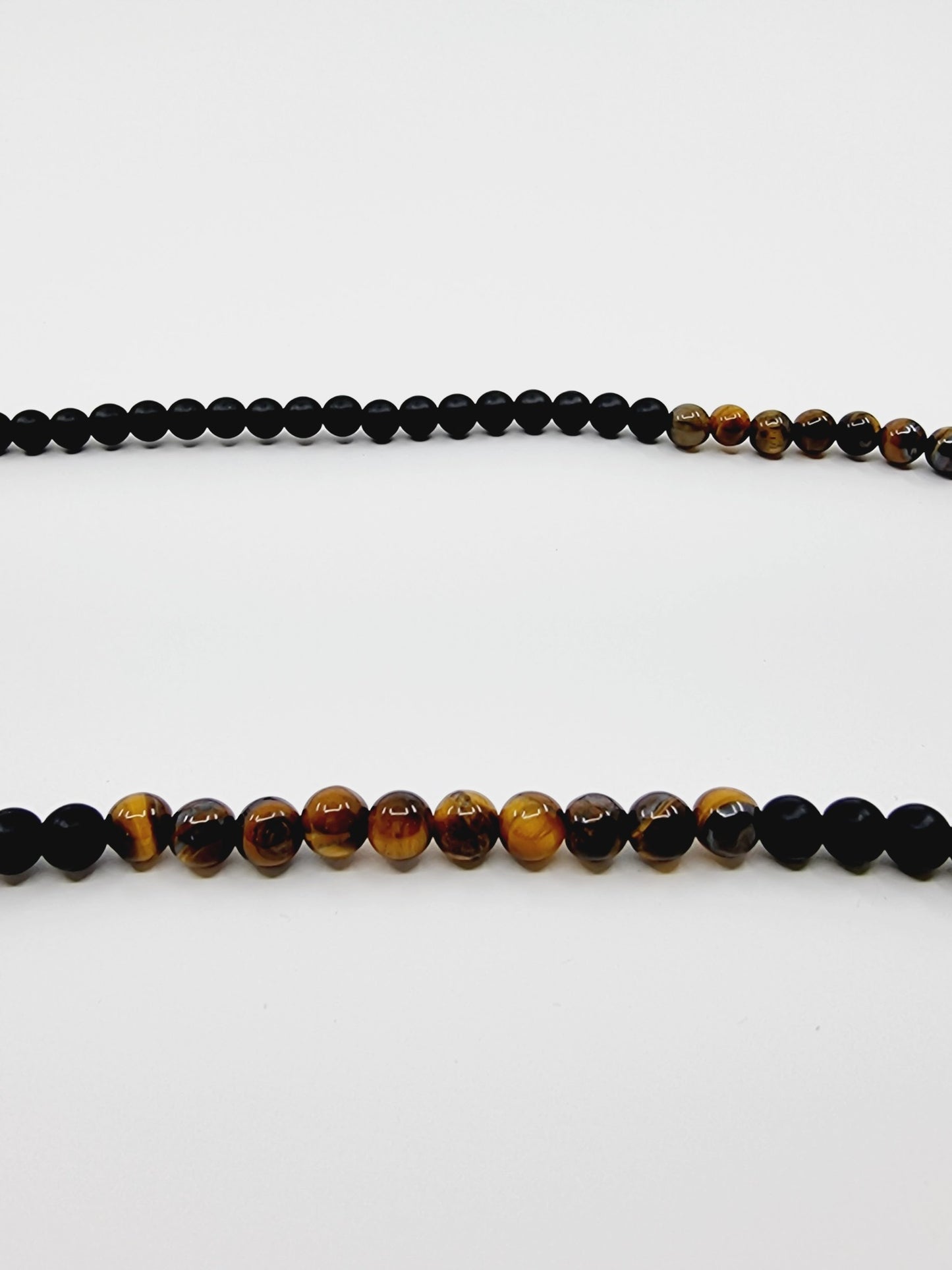 Collier perles marbrées brunes & noires