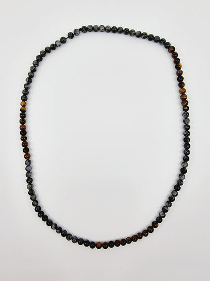 Collier perles marbrées brunes & grises