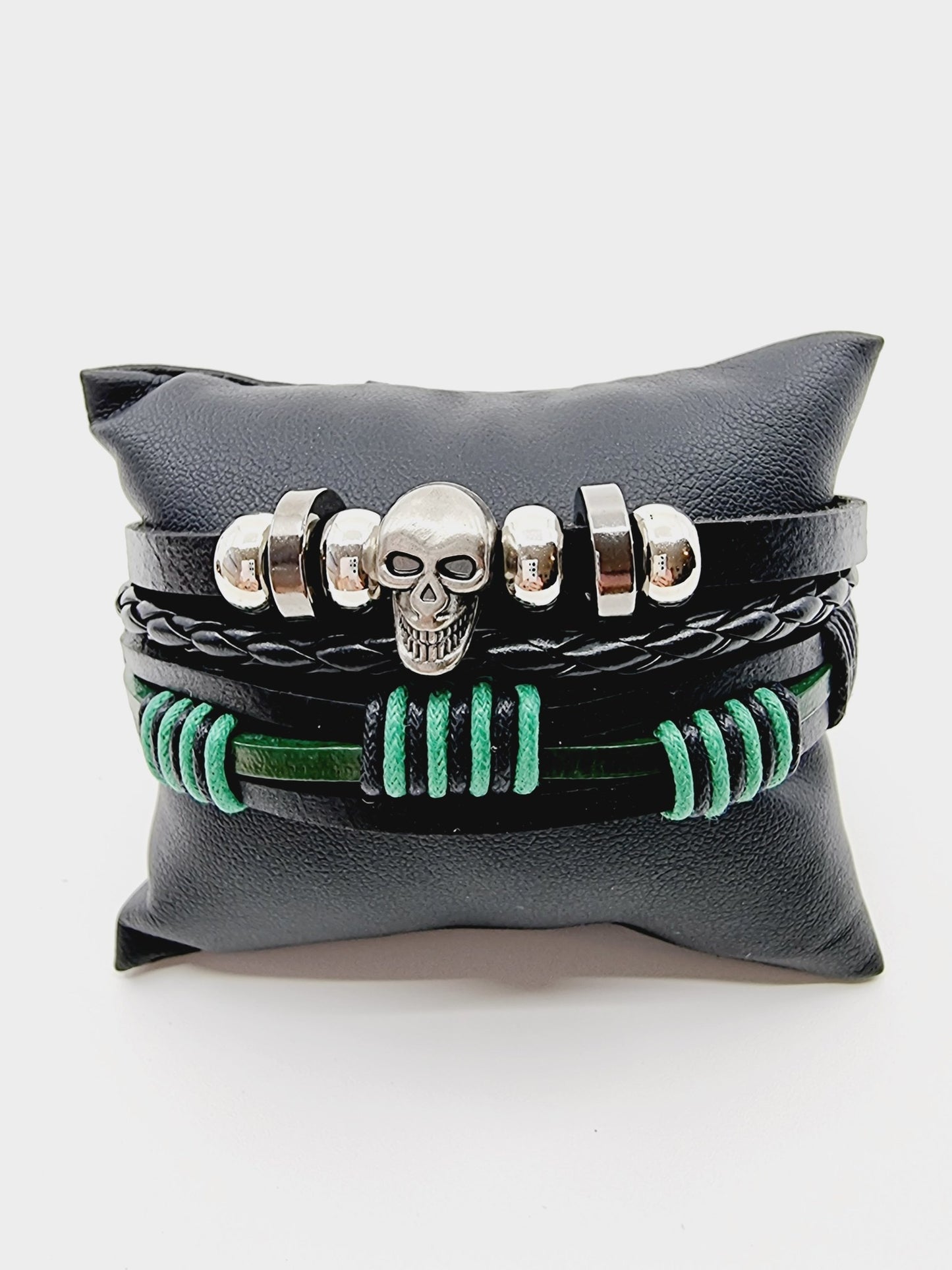 Bracelet en cuir - tête de mort