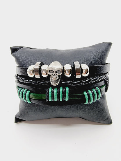Bracelet en cuir - tête de mort