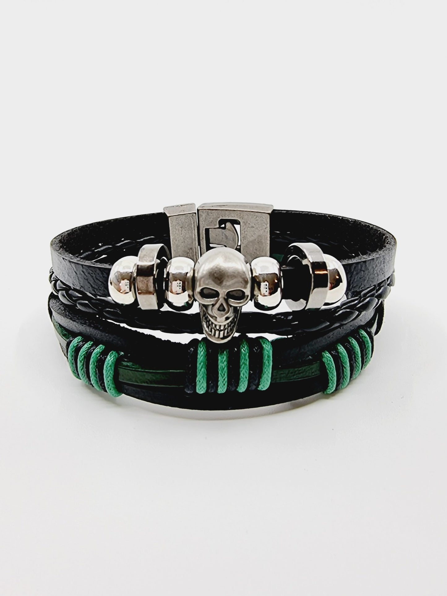 Bracelet en cuir - tête de mort