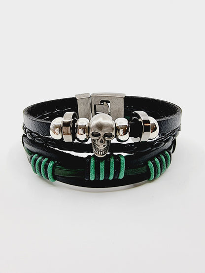 Bracelet en cuir - tête de mort