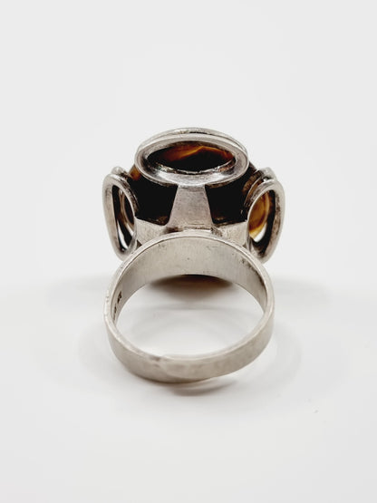 Bague oeil de tigre en argent 925 (SIZE : 56 à 58)