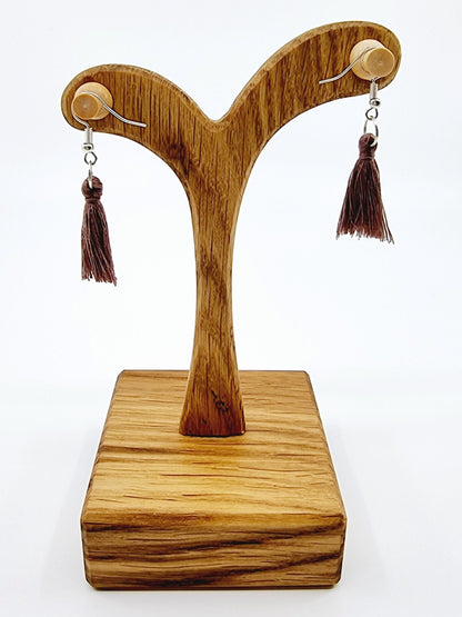 Boucles d'oreilles pompon - cacao