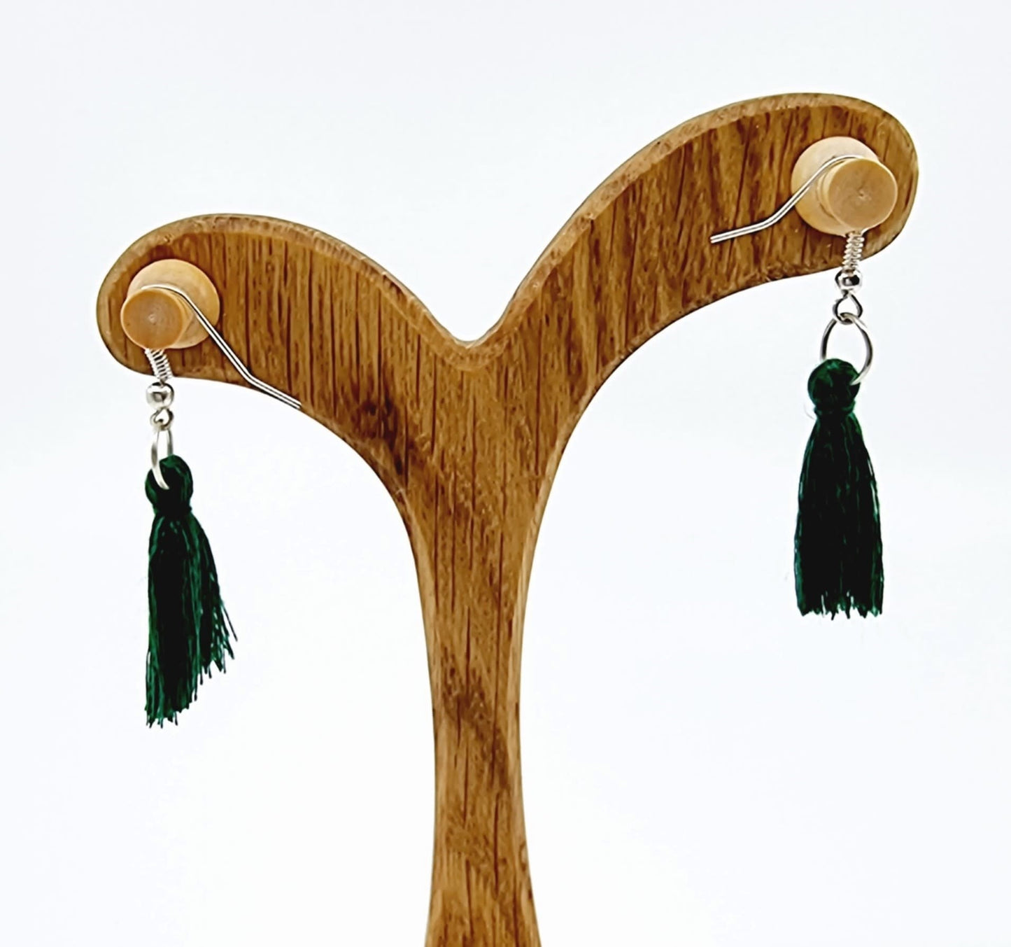 Boucles d'oreilles pompon - vert sapin