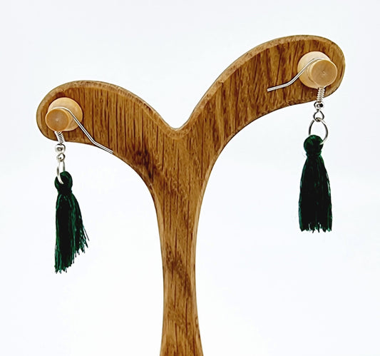 Boucles d'oreilles pompon - vert sapin