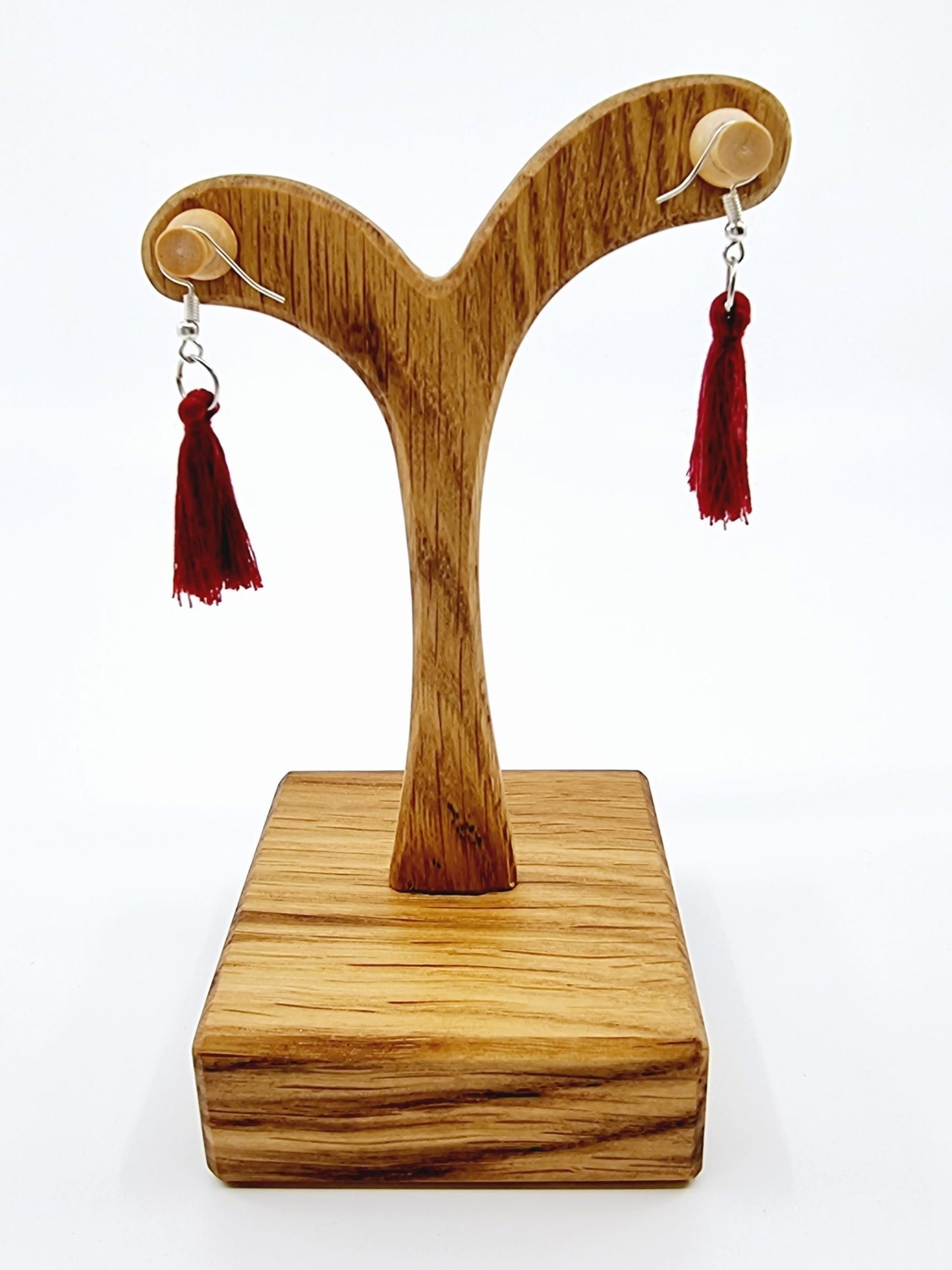 Boucles d'oreilles pompon - bordeaux