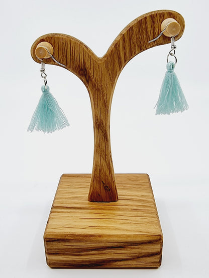 Boucles d'oreilles pompon - turquoise