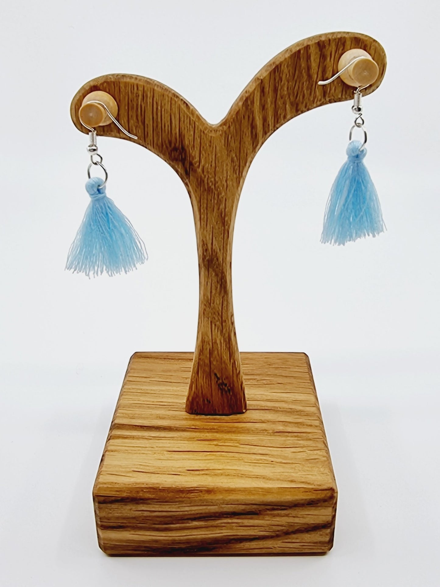 Boucles d'oreilles pompon - bleu ciel