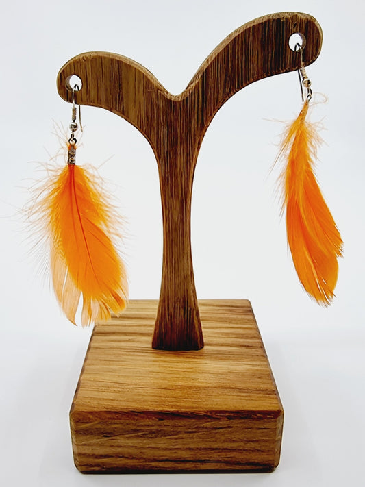 Boucles d'oreilles plumes -  orange