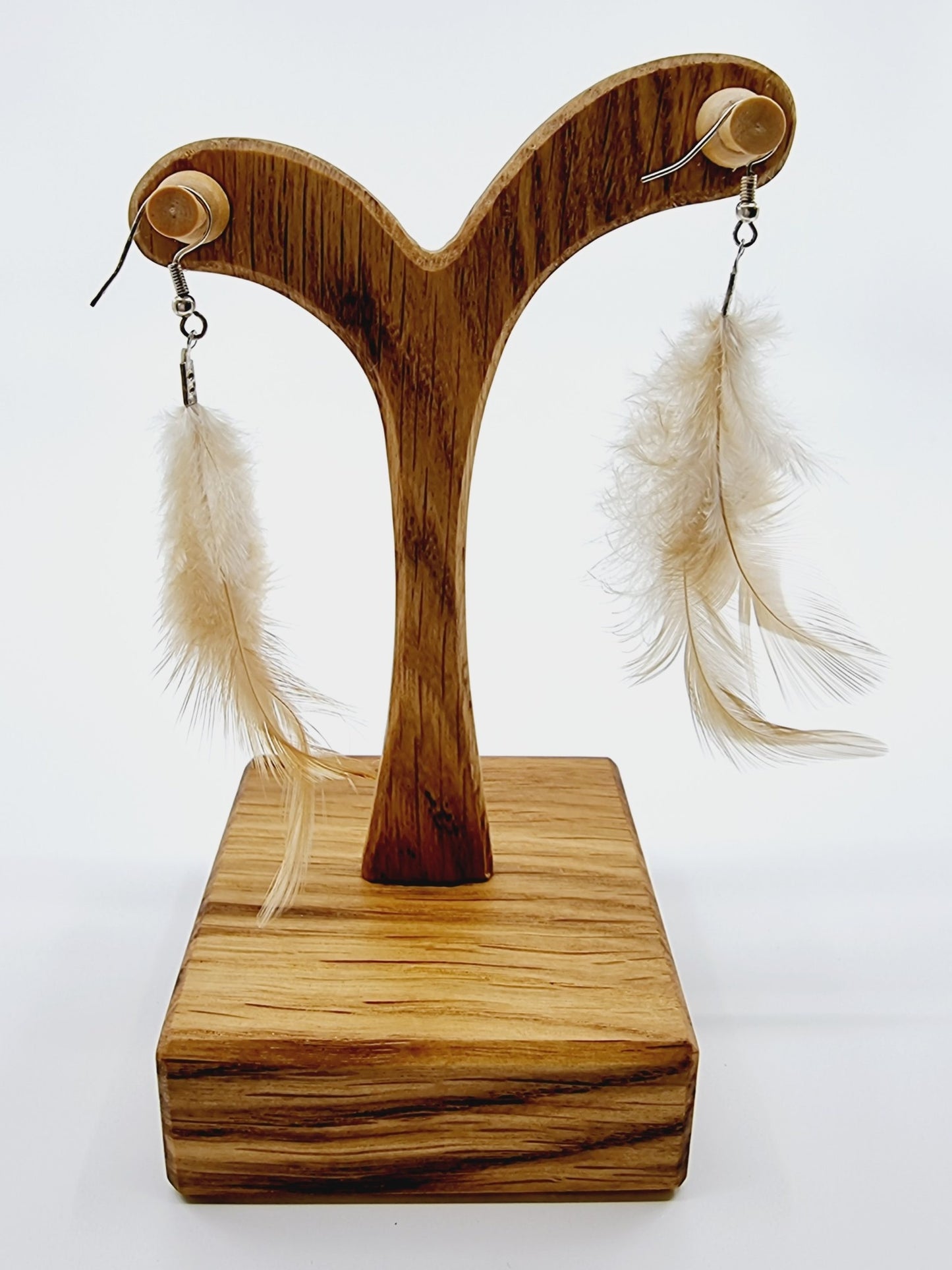 Boucles d'oreilles plumes - couleur naturelle