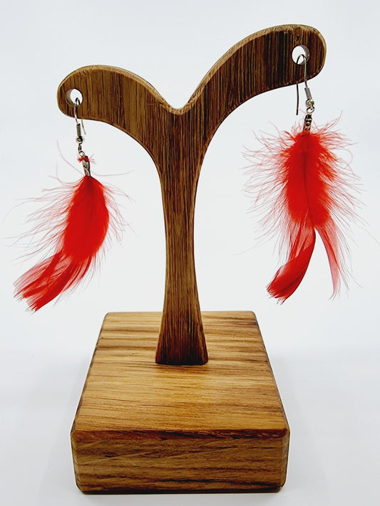 Boucles d'oreilles plumes - rouge