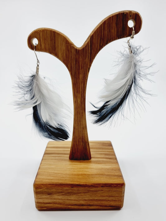 Boucles d'oreilles plumes - noir/blanc
