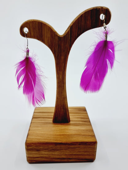 Boucles d'oreilles plumes -  rose