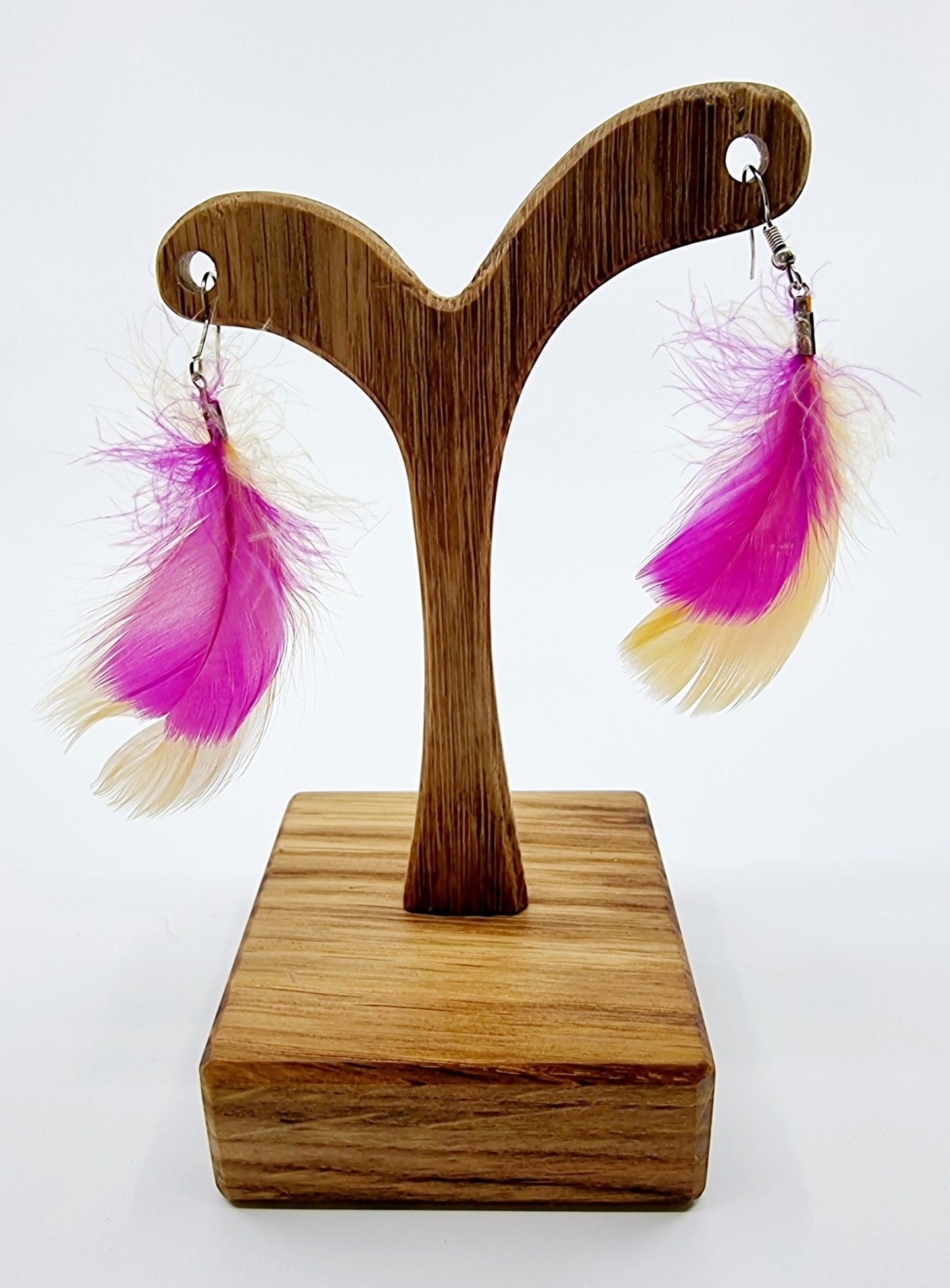 Boucles d'oreilles plumes - rose/orange