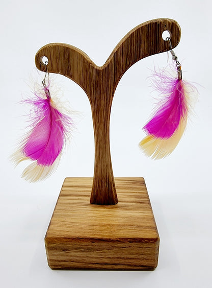 Boucles d'oreilles plumes - rose/orange