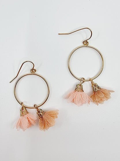 Boucles d'oreilles - dorées à fleurs