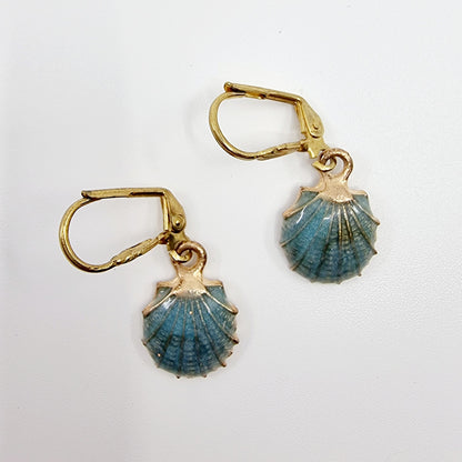 Boucles d'oreilles - coquillage bleu