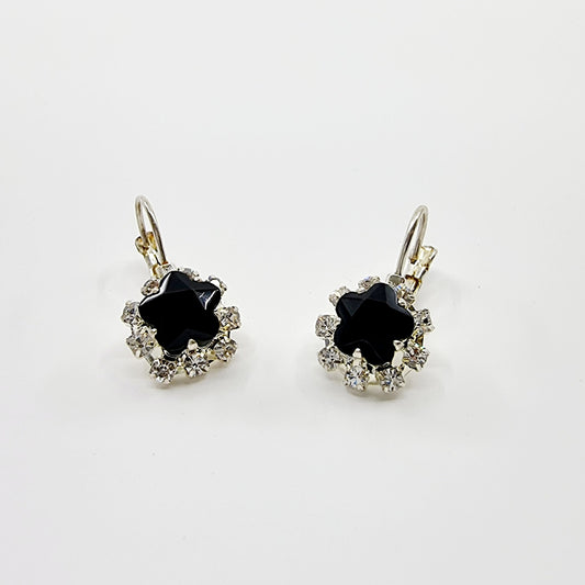 Boucles d'oreilles chic - fleur noire