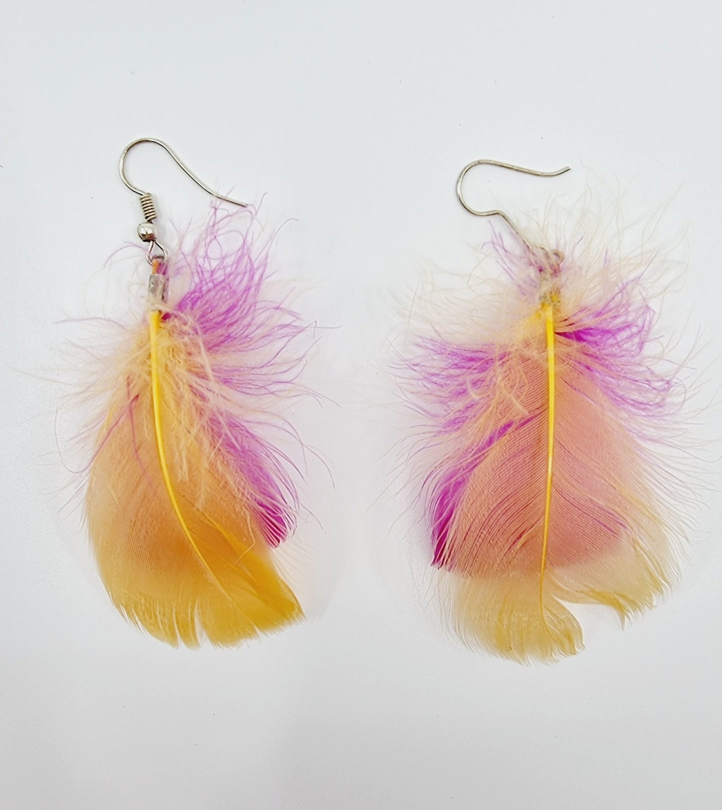 Boucles d'oreilles plumes - rose/orange