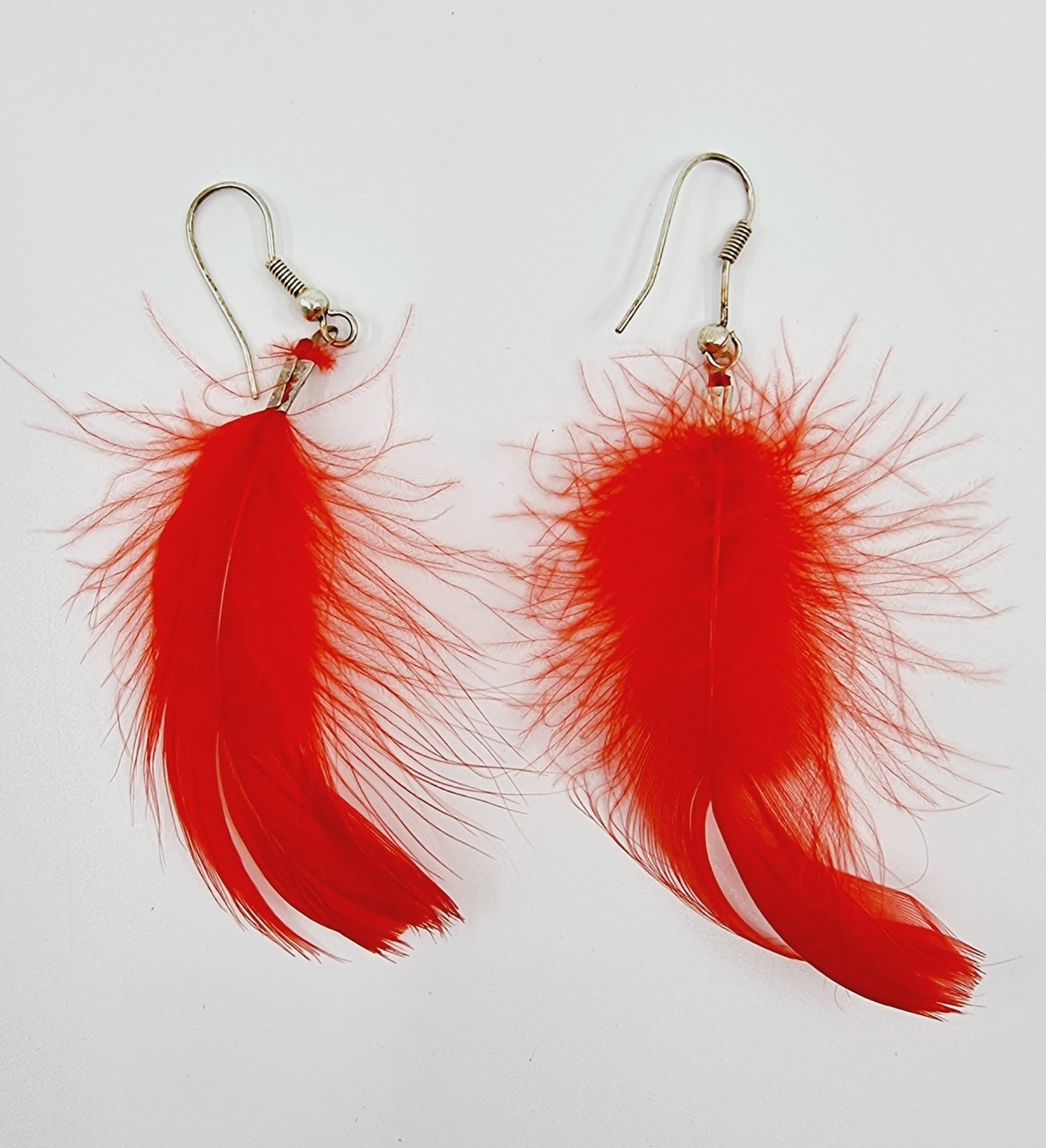 Boucles d'oreilles plumes - rouge