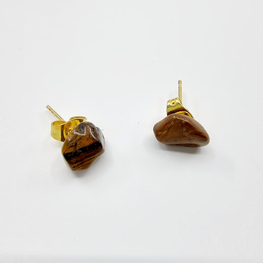 Clous d'oreilles en pierre naturelle - œil de tigre
