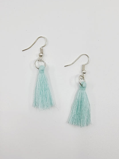 Boucles d'oreilles pompon - turquoise