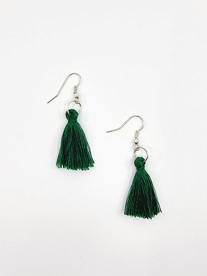 Boucles d'oreilles pompon - vert sapin