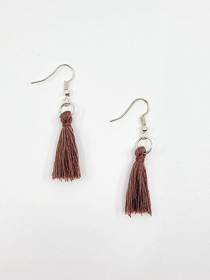 Boucles d'oreilles pompon - cacao
