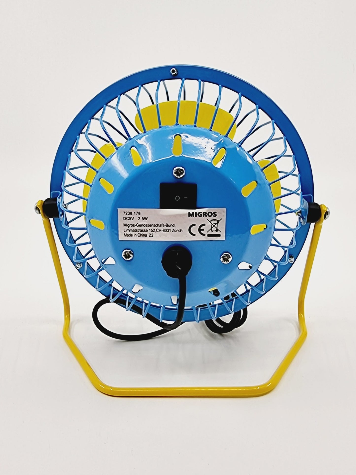 Ventilateur USB - Bleu/Jaune