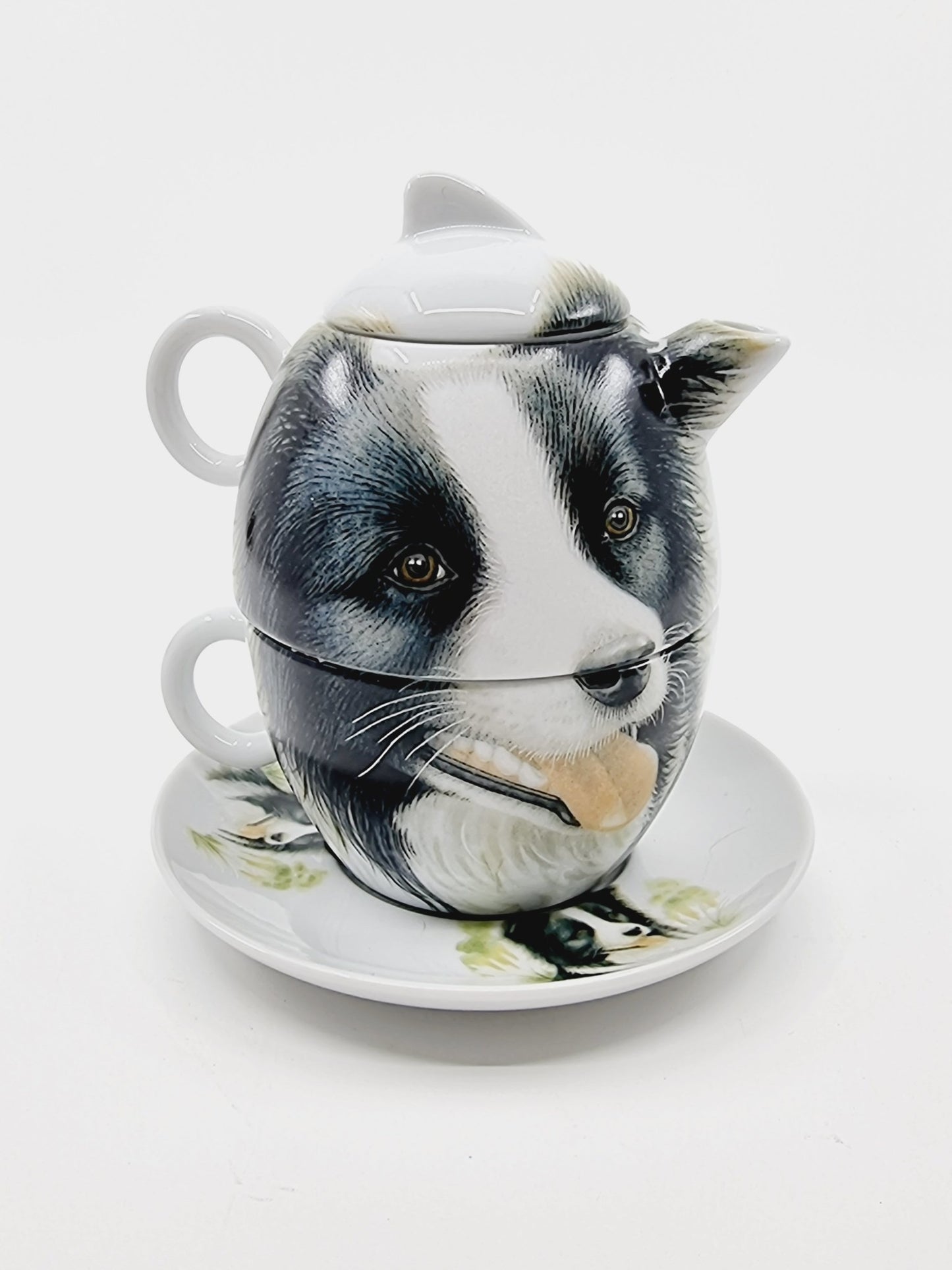 Théière avec soucoupe & tasse - Border Collie