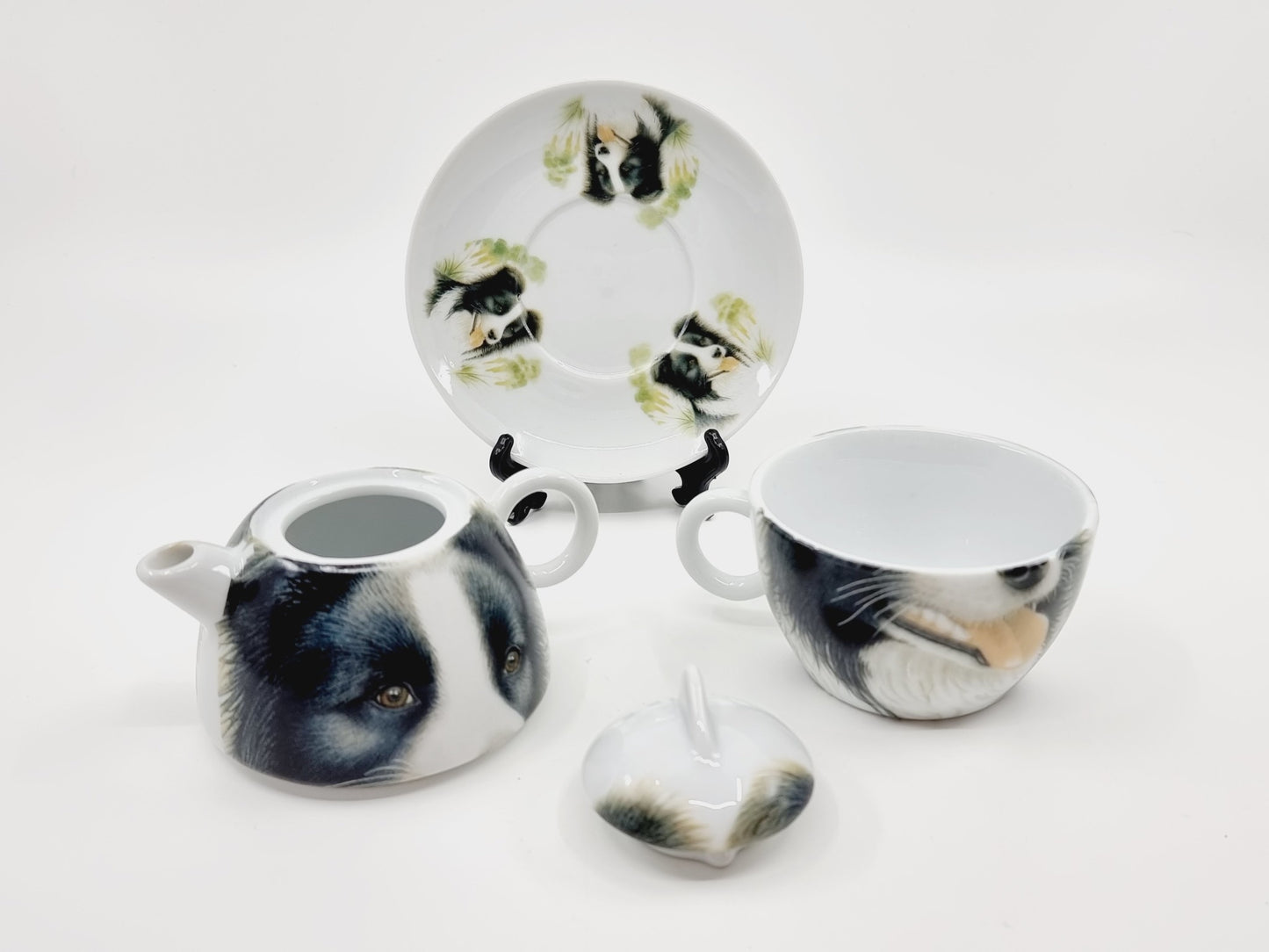 Théière avec soucoupe & tasse - Border Collie