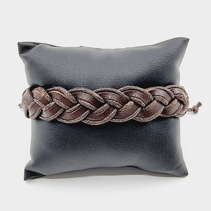 Bracelet en cuir tressé large