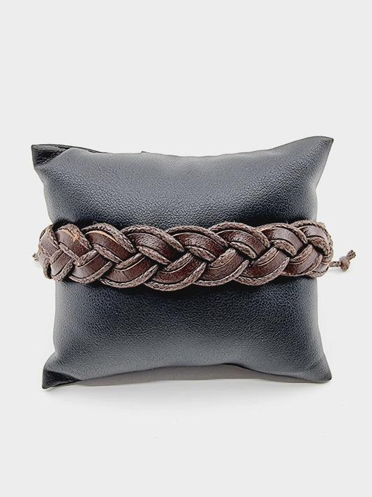 Bracelet en cuir tressé large