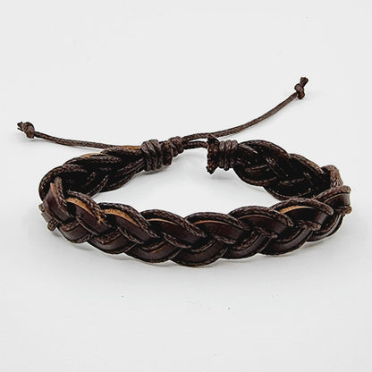 Bracelet en cuir tressé large