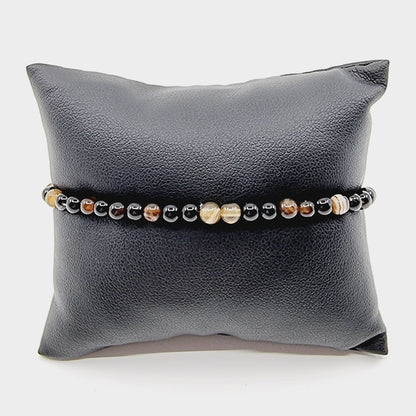 Bracelet - Volcano (obsidienne et agate du Botswana)