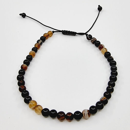 Bracelet - Volcano (obsidienne et agate du Botswana)