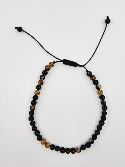 Bracelet - Volcano (obsidienne et agate du Botswana)