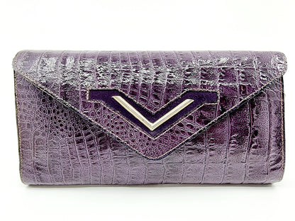 Pochette violette imitation croco