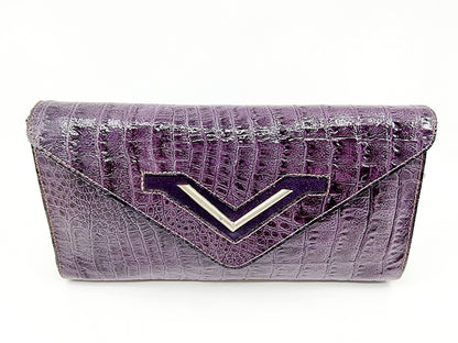Pochette violette imitation croco