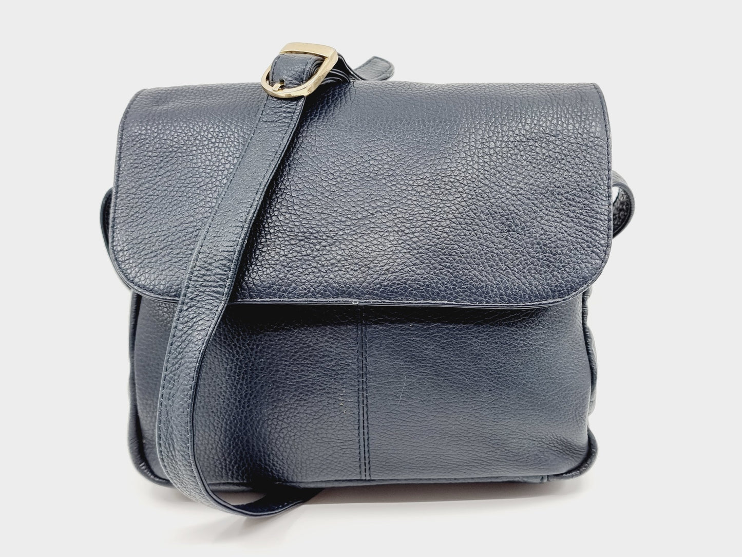 Sac bandoulière en cuir bleu marine