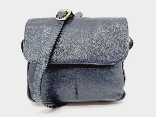 Sac bandoulière en cuir bleu marine