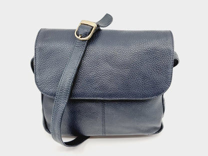 Sac bandoulière en cuir bleu marine
